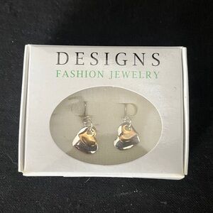 Silver Heart Drop Earrings in Box